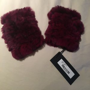 Jocelyn fingerless fur gloves in ruby. Retail $70